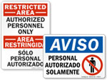 Bilingual Authorized Personnel Only Signs