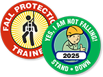 Fall Protection Hard Hat stickers