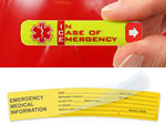 Self-Laminating Emergency Medical Information Hard Hat Labels