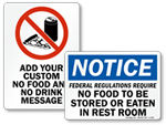 No Food in Restroom Signs