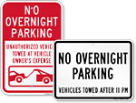 No Overnight Parking Signs