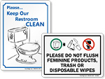 No Waste In Toilet Signs