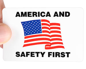 America and Safety First decal for hard hats