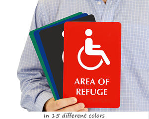 Area of refuge sign braille