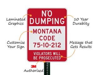 Custom no dumping sign