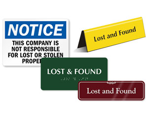 Lost And Found Door Wall Sign