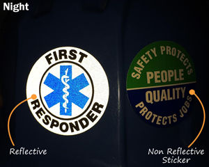 Reflective Safety Hard Hat Labels in Night