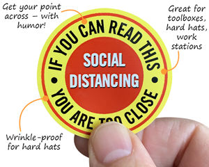 Social Distancing HardHat Stickers