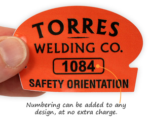 Hard hat sticker with numbering