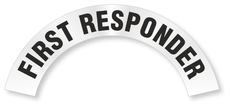 First Responder Black Helmet Crescent Reflective Decal Sticker