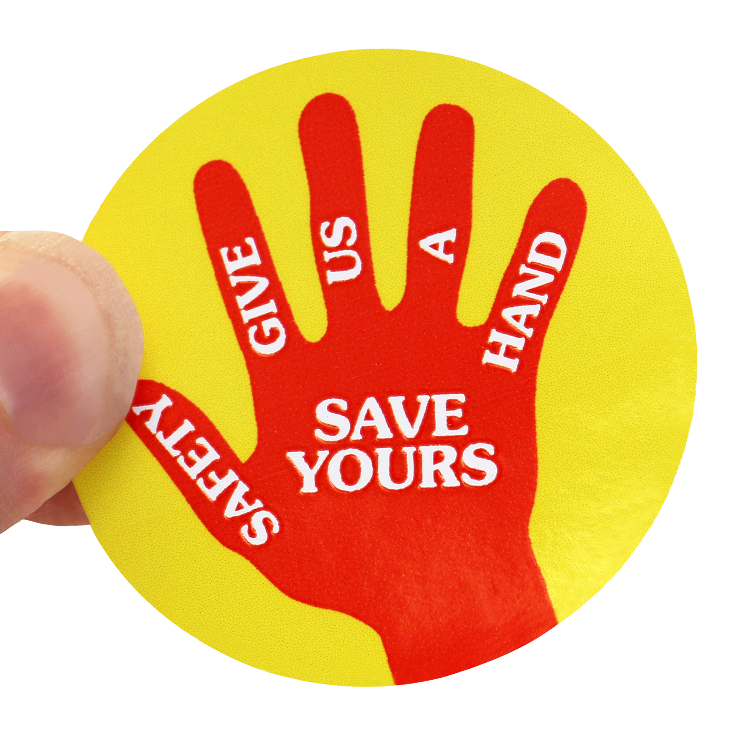 Safety give us a hand save ours hard hat decals signs sku hh 0527