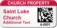 Personalized 2D Church Property Barcode Asset Tag