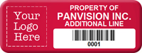 Asset Label, Property of Company Name with Barcode