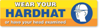 Wear Hard Hat or Have Head Examined Stickers