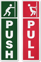 Push Pull Signs for Door with Cliparts