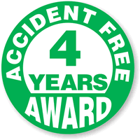 4 Years Accident Free Award Hard Hat Labels
