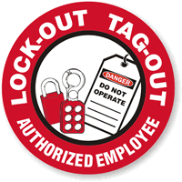 LOCK OUT TAG OUT AUTHORIZED EMPLOYEE Hard HAT DECAL