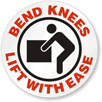 Bend Knees Lift with Ease Hard Hat Decal