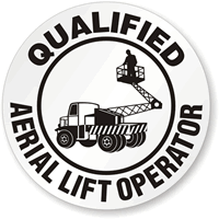 Qualified Aerial Lift Operator Hard Hat Decal
