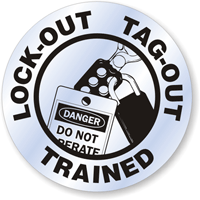 LOCK-OUT TAG-OUT TRAINED Hard HAT DECAL