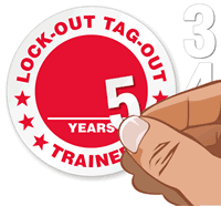 Lock Out Tag Out Years of Training Hard Hat Stickers