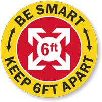 Be Smart - Keep 6ft Apart Hard Hat Decal