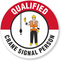 Qualified Crane Signal Person Hard Hat Decals
