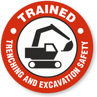 Trained Trenching And Excavation Safety Hard Hat Decals Signs SKU: HH 0459