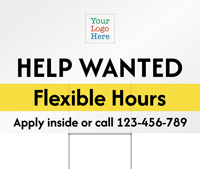 Custom Horizontal Help Wanted Add Logo & Number Yard Sign
