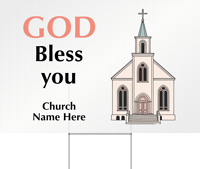 God Bless You Add Church Name Custom Yard Religious Sign