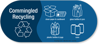 Commingled Recycling, Clean Paper Cardboard Vinyl Recycling Sticker