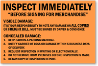 Inspect Immediately Shipping and