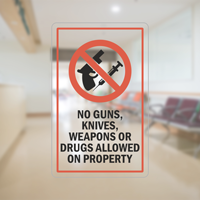 No Guns Weapons or Drugs Allowed Glass Decal