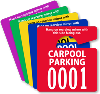 Carpool Parking Permit Mirror Hang Tag Small Size