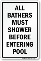 Shower Before Entering Pool Sign