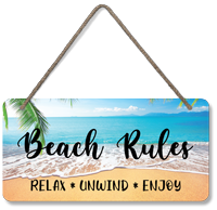 Beach Rules Relax Unwind Enjoy Wood Sign