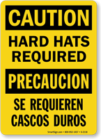 Caution Hard Hats Required Sign