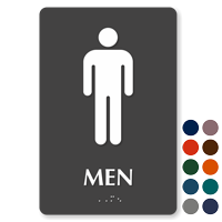 9x6 Men Bathroom Braille Sign  Men's Restroom