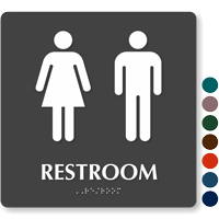 Braille Unisex Restroom Sign With Pictograms