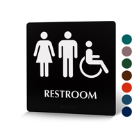 Braille Unisex Restroom Sign With Male, Female, Accessible Pictograms