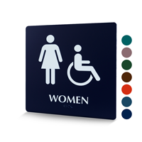 Braille Women Restroom Sign With Female Accessible Pictos