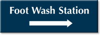 Engraved Foot Wash Station Direction Right Sign