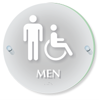 Men And Handicap Restroom Acrylic Frosted Braille Sign