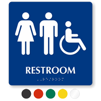 Men Women And Accessible Pictogram Braille Unisex Restroom Sign