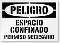 Spanish Danger Confined Space Stencil