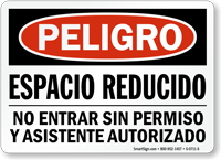 Espacio Reducido No Entrar, Spanish Confined Space Sign
