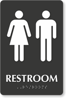 Unisex Restroom TactileTouch Braille Sign with with Male & Female Symbols