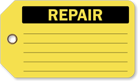 Repair Plastic Tags, Vinyl Inspection Tags