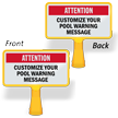 Attention Customize Your Pool Message ConeBoss Pool Sign