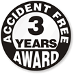 3 Years Accident Free Award Hard Hat Labels